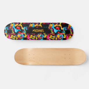 Skateboard Graffiti Hip Hop Street Art Enfants Néon Coloré