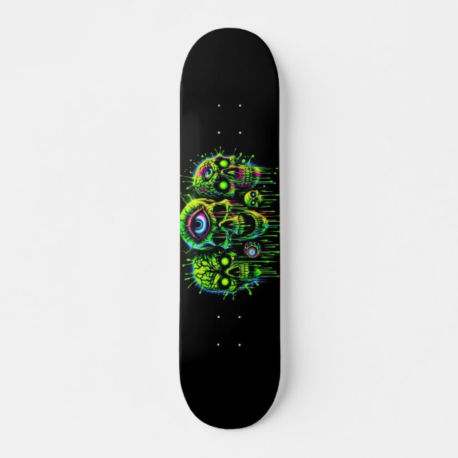 Skateboard Graffiti Horreur Crânes fluorescents (Devant)