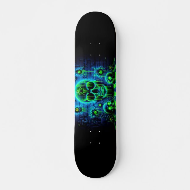 Skateboard Graffiti Horreur Crânes fluorescents (Devant)
