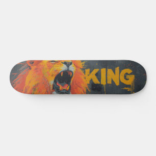 Skateboard Graffiti mural d'un lion agressif rugissant avec l