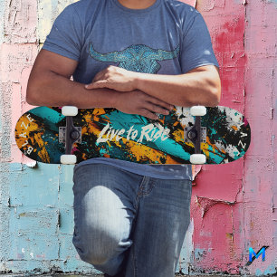 Skateboard Graffiti Pop Art Abstrait - Slogan Vivez pour Roul