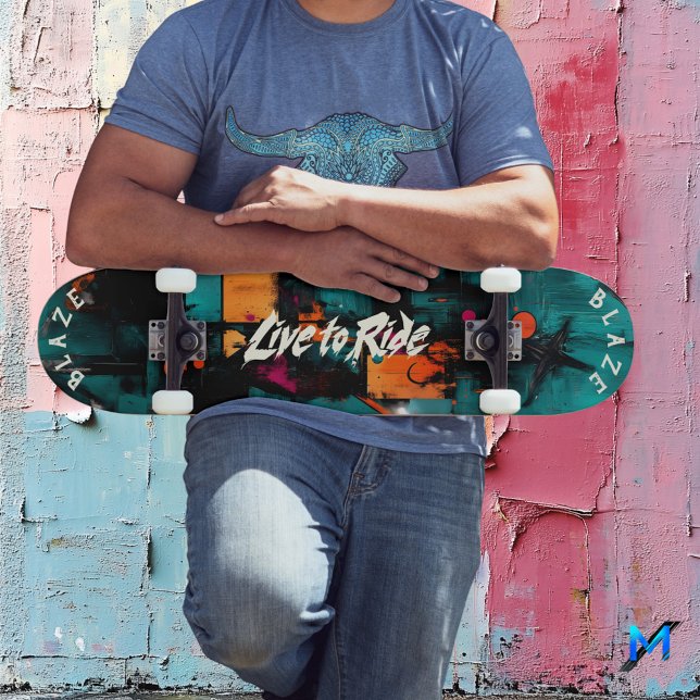 Skateboard Graffiti Pop Art - Live to Ride Motto (Créateur téléchargé)