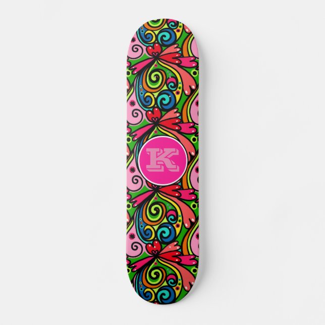 Skateboard Graffiti pour fille super Cool avec monogramme (Recto)