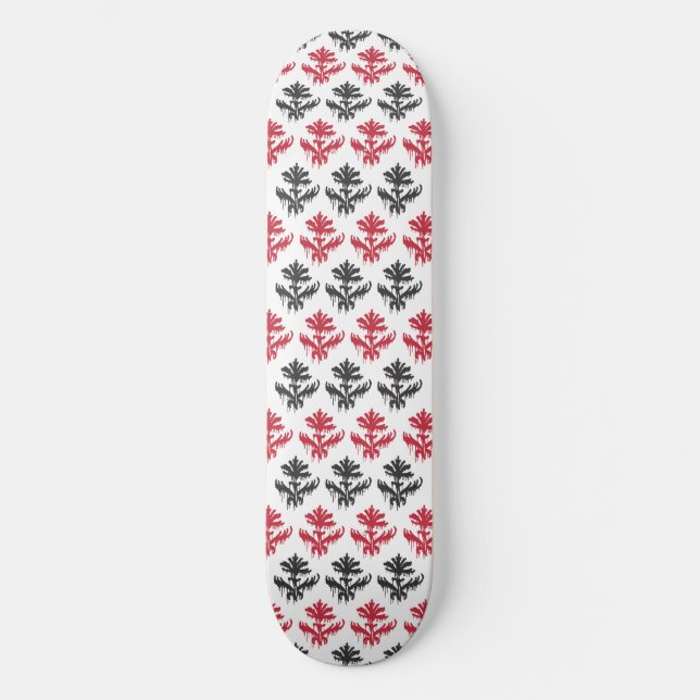 Skateboard Graffiti rouge et noir de Damasque (Recto)