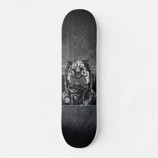 Skateboard graffiti skateboards pug grunge noir et blanc (Recto)