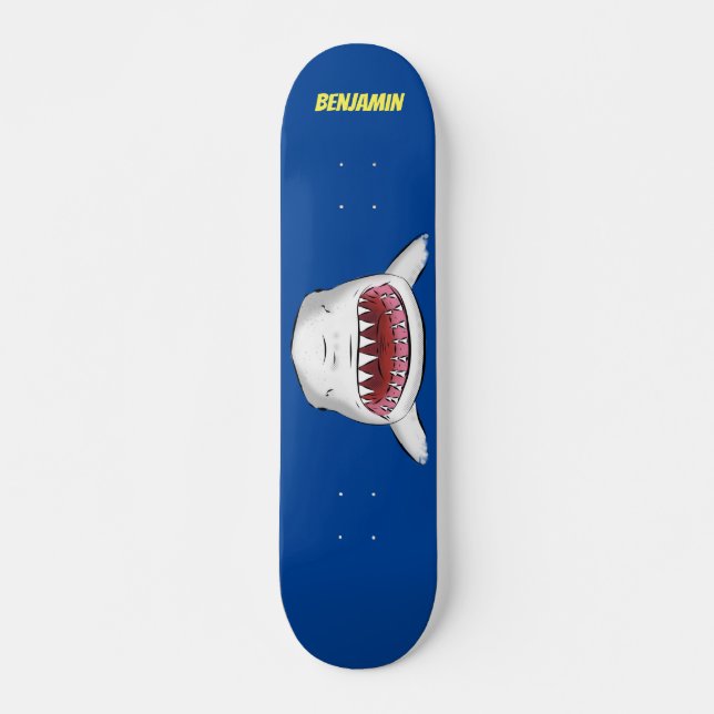 Skateboard Grand requin blanc moyen dessin animé (Devant)