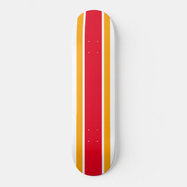 Skateboard Gras Bright Red Yellow Racing Stripes Sur Blanc (Recto)