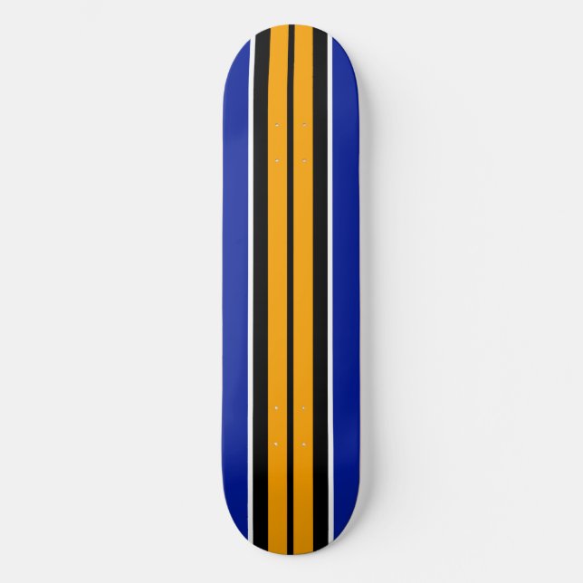 Skateboard Gras Cool Jaune Noir Royal Bleu Rayures de course (Recto)
