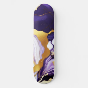 Skateboard Gras Trendy violet jaune or faux marbre