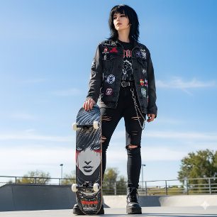 Skateboard Gras Urban Emo Girl Cyber 2K gothique