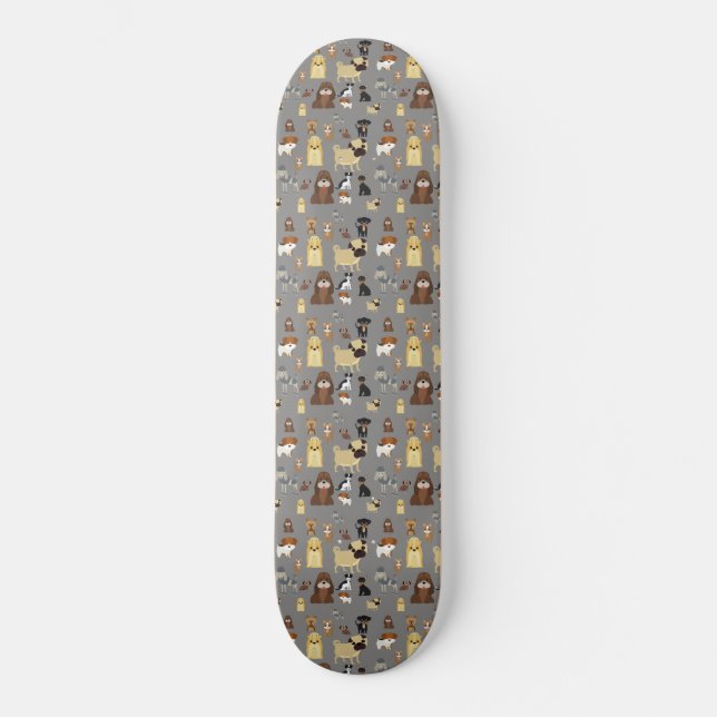 Skateboard gray background dogs (Recto)