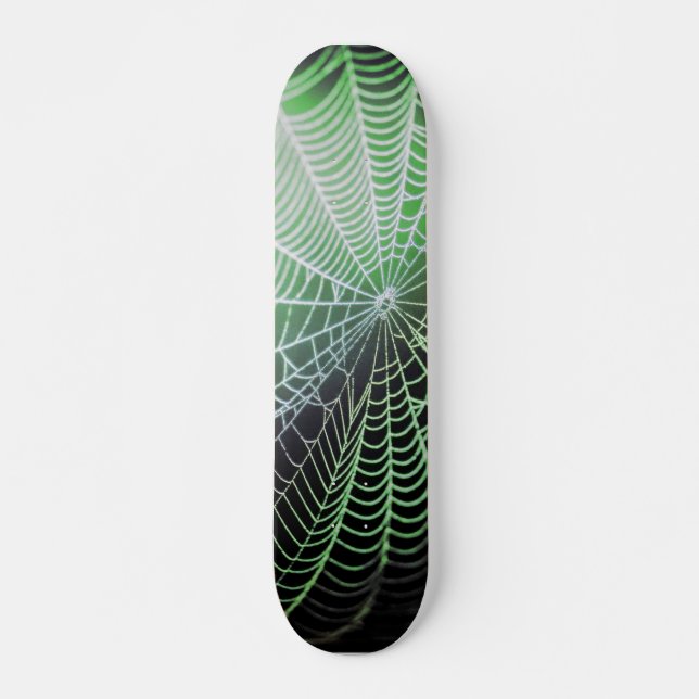 Skateboard Green Black Déplaisant Éffrayant Spider Web (Devant)