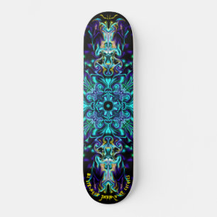Skateboard Green Teal Psychedelic Bohemian Mandala