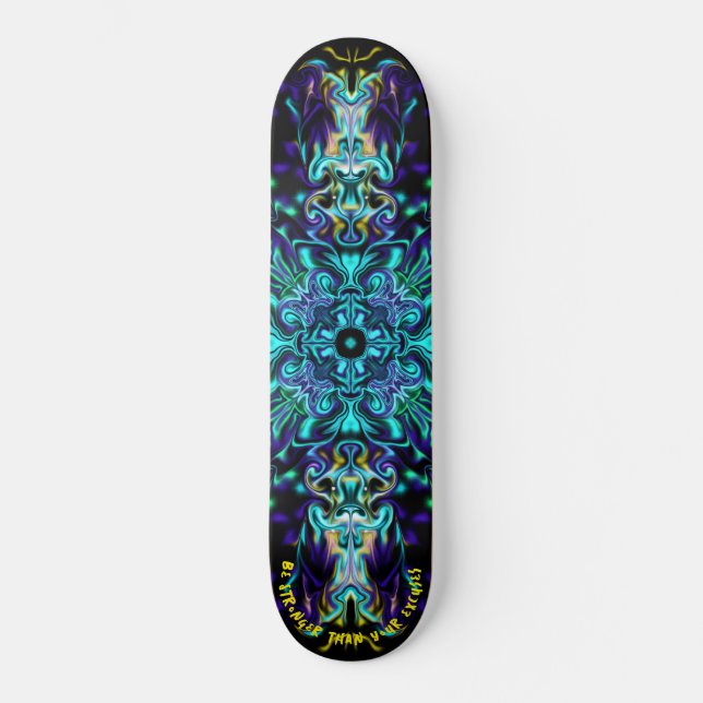 Skateboard Green Teal Psychedelic Bohemian Mandala    (Recto)