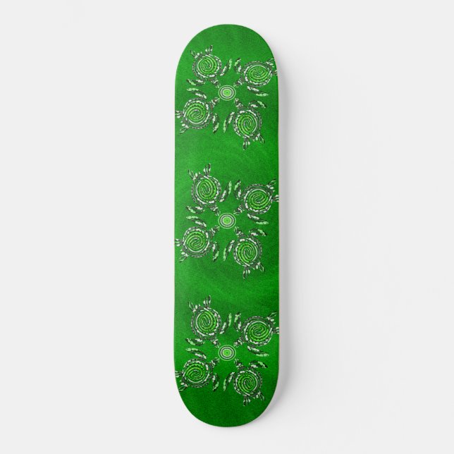 Skateboard Green Turtle Dot Art, (Recto)