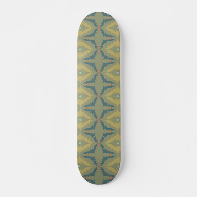 Skateboard Greenish Retro Vintage Pattern (Devant)
