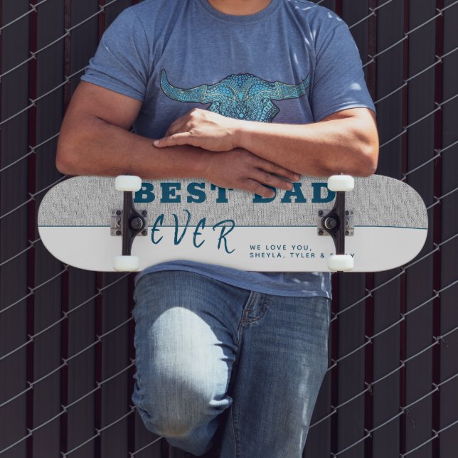 Skateboard Grey Rustic Meilleur papa Jamais Typographie Fête  (Extérieur 3)
