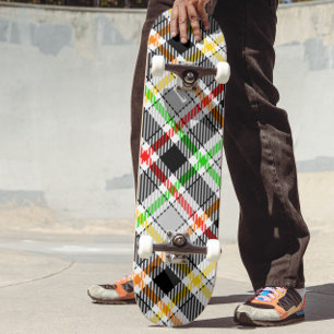 Skateboard Gris cendré noir flanelle carreaux tartan multicol