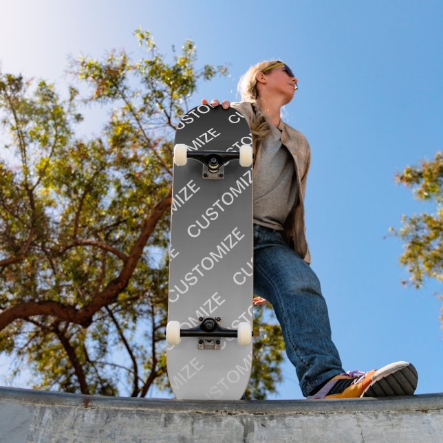 Skateboard Gris (couleur changeable) Ombre & Motif de texte (Extérieur 1)