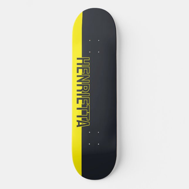 Skateboard Gris et Jaune solides personnalisables (Recto)