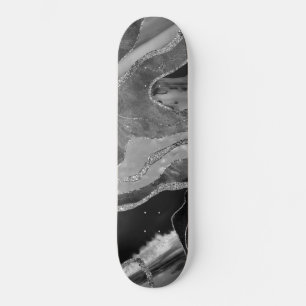 Skateboard Gris Noir Marbre Blanc Agate Parties scintillant A