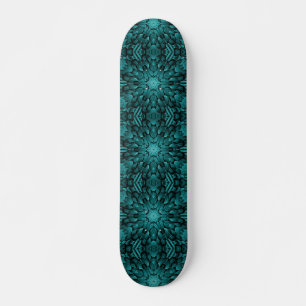 Skateboard Gris turquoise aqua étoile géométrique mosaïque de