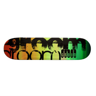 Skateboard Groom ; Vert, orange et jaune vif