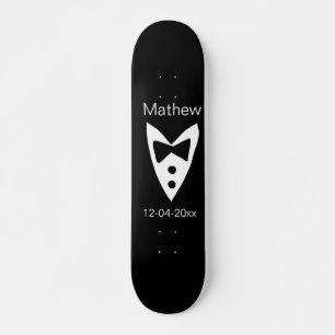 Skateboard groomsman ajouter nom année noir arc chemise crava
