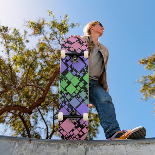 Skateboard Groovy Boho Rétro Mod Géométrique Fierté Trigender (Extérieur 1)