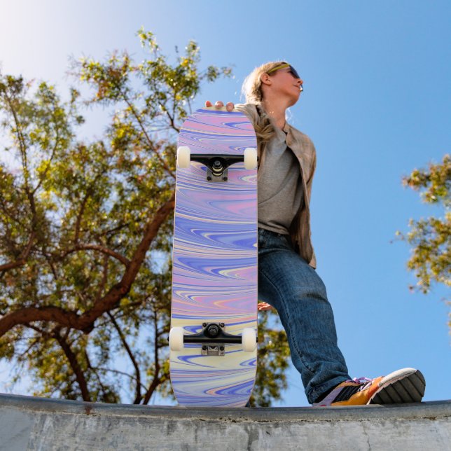 Skateboard Groovy Éclectique Fantaisiste Ondulé Pastel Abstra (Extérieur 1)