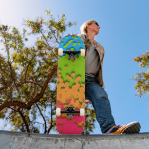 Skateboard Groovy Rétro Bubbly Trippy Funky Panromantique Fie