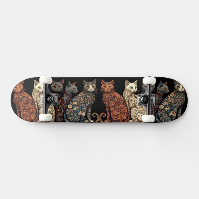 Skateboard Groupe de chats en papier peint victorien (Horz)