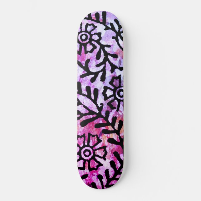 Skateboard Grunge Sassy Rose Purple Croquis Floral (Recto)