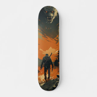 Skateboard Guerrero armado buscando un monstruo
