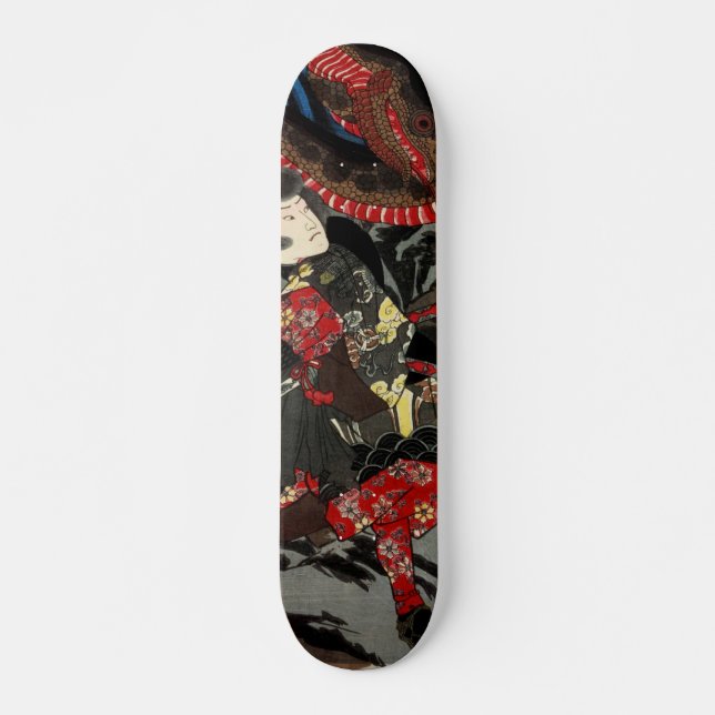Skateboard Guerrier japonais combattant serpent géant (Devant)