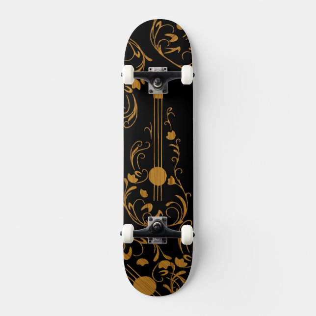 Skateboard Guitare en bois sculpté (Recto)