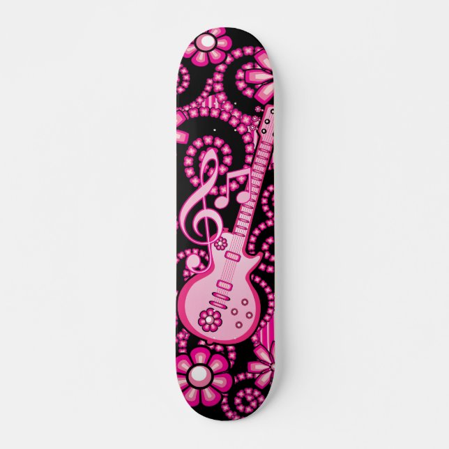 Skateboard Guitare rose Girly (Devant)