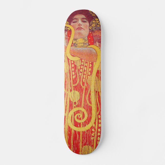 Skateboard Gustav Klimt Red Woman Gold Snake Peinture (Recto)