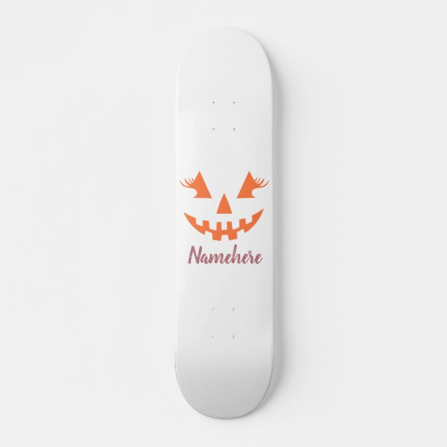 Skateboard Halloween Citrouille Jack-o'-lantern fille personn (Devant)