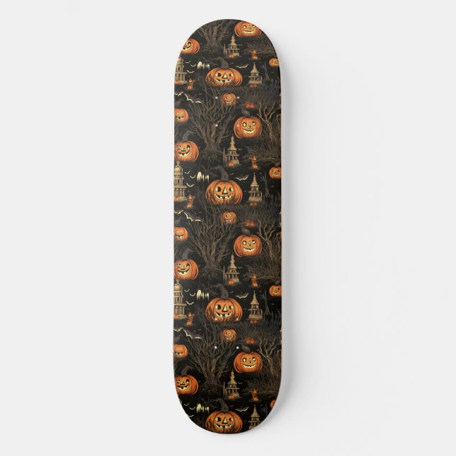 Skateboard Halloween Citrouille Motif Dark (Recto)
