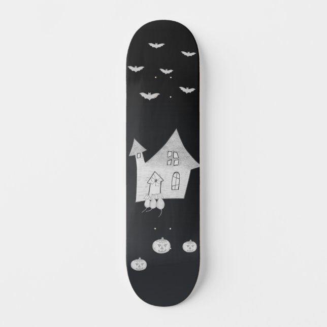 Skateboard Halloween la nuit avec Haunted House, chauves-sour (Recto)