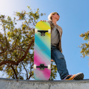 Skateboard HAMbWG Aquarelle en jaune rose, aqua