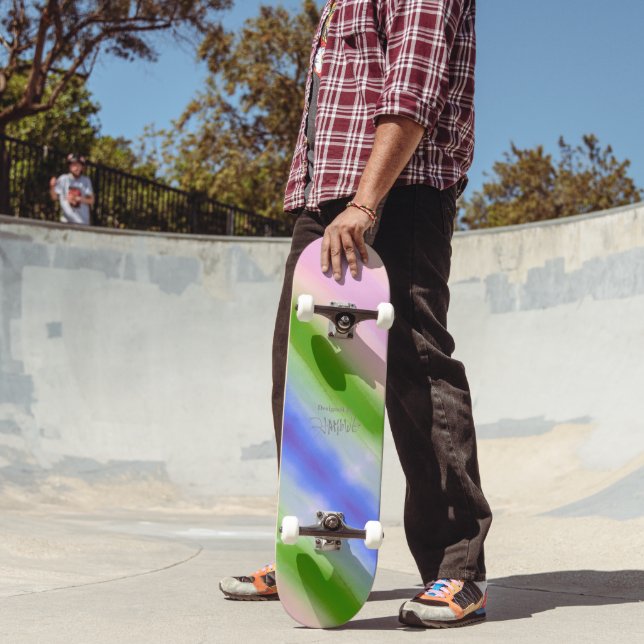 Skateboard HAMbWG Aquarelle en rose, vert et bleu (Extérieur 2)