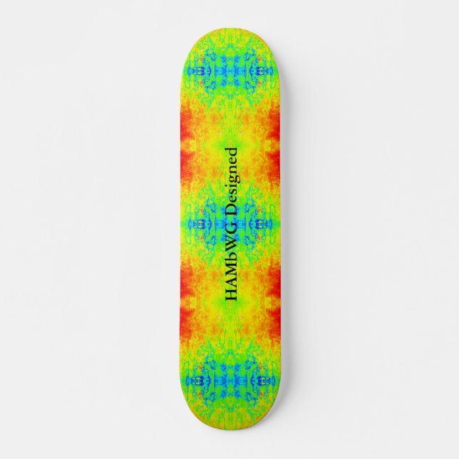 Skateboard HAMbWG - Patins - Cravate teint bleu vert jaune (Devant)