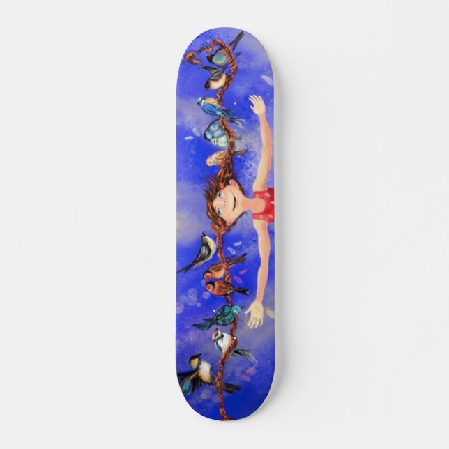 Skateboard Happy Girl with Birds (Devant)