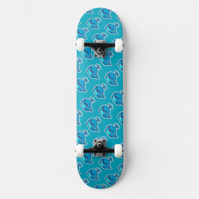 Skateboard Happy Kawaii Baleine Sticker - mignon ami Océan (Recto)