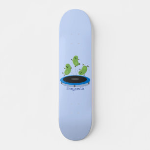 Skateboard Haricots verts mignons sur dessin animé trampoline