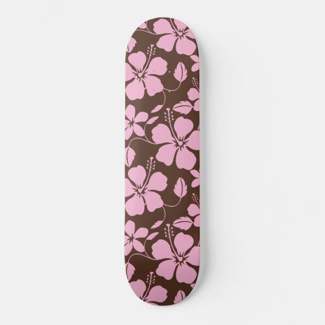 SKATEBOARD HAWAIIAN HULA (HIBISCUS) BROWN/PINK (Recto)