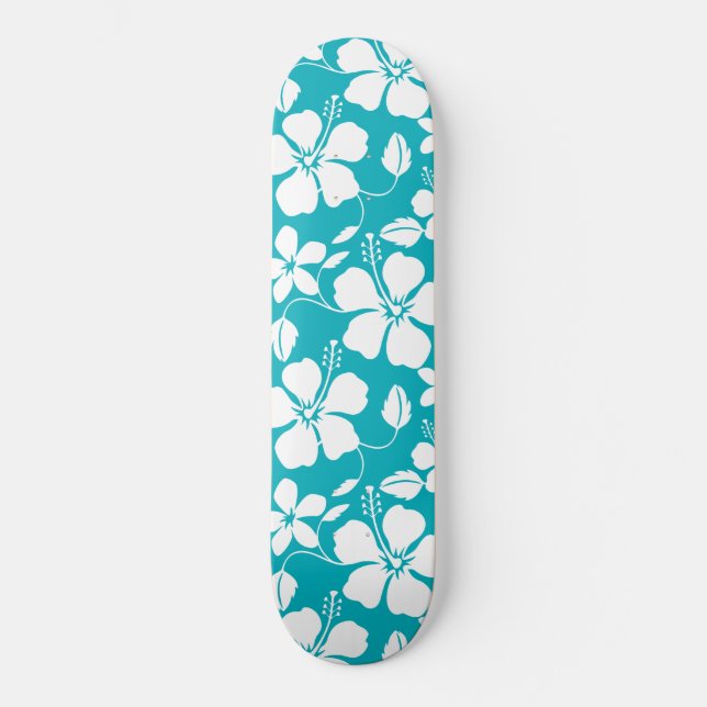 SKATEBOARD HAWAIIAN HULA (HIBISCUS) TURQUOISE (Recto)