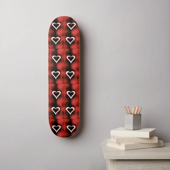Skateboard Hearts On Checkerboard   (Art mural)